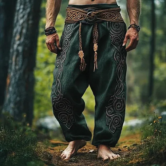 Men's Digital Print Casual Trousers - European American Fashion Loose Straight Leg Pants for Men thumbnail 9