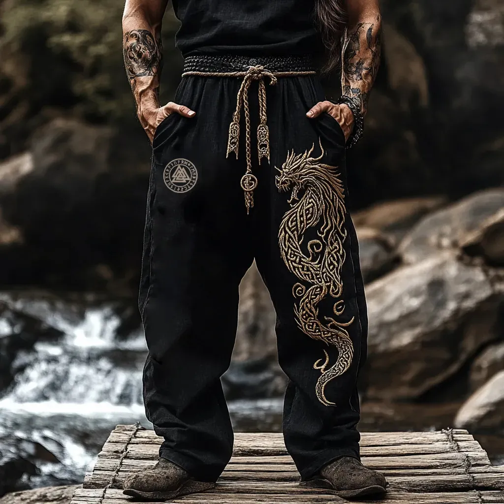 Men's Digital Print Casual Trousers - European American Fashion Loose Straight Leg Pants for Men thumbnail 6