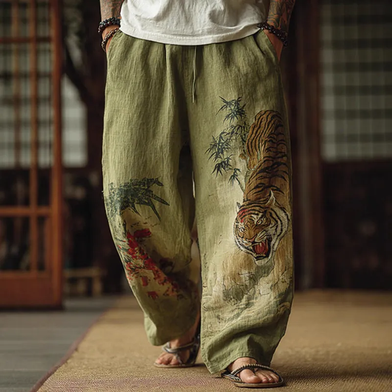 Men's Digital Print Casual Trousers - European American Fashion Loose Straight Leg Pants for Men thumbnail 4