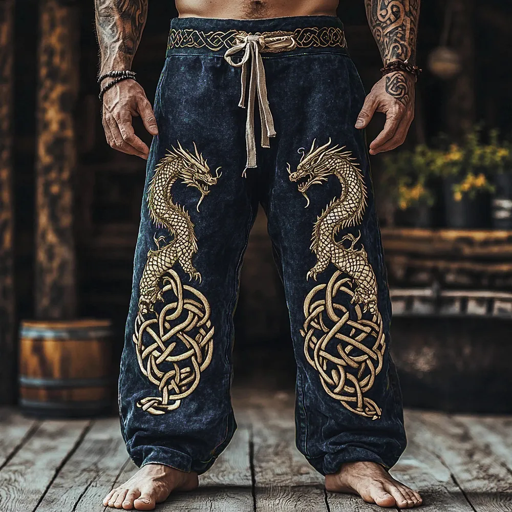 Men's Digital Print Casual Trousers - European American Fashion Loose Straight Leg Pants for Men thumbnail 3