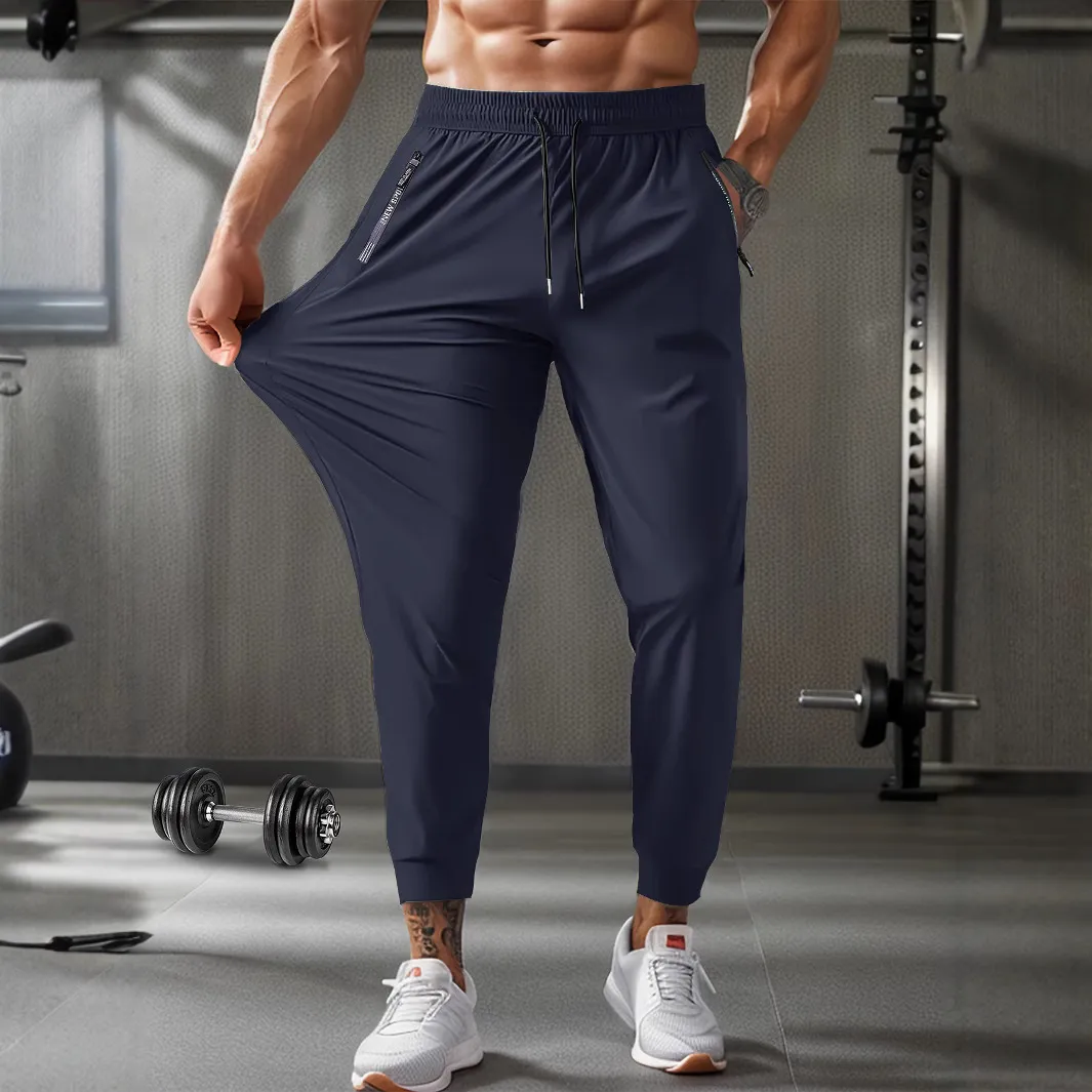 Men's Summer Lightweight Nylon Ice Silk Trousers - Breathable, Quick-Drying, Plus Size Casual Stretch Pants for Hot Weather thumbnail 4