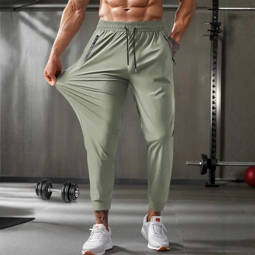 Men's Summer Lightweight Nylon Ice Silk Trousers - Breathable, Quick-Drying, Plus Size Casual Stretch Pants for Hot Weather thumbnail 2