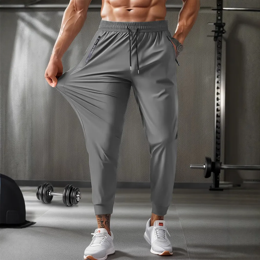 Men's Summer Lightweight Nylon Ice Silk Trousers - Breathable, Quick-Drying, Plus Size Casual Stretch Pants for Hot Weather thumbnail 3