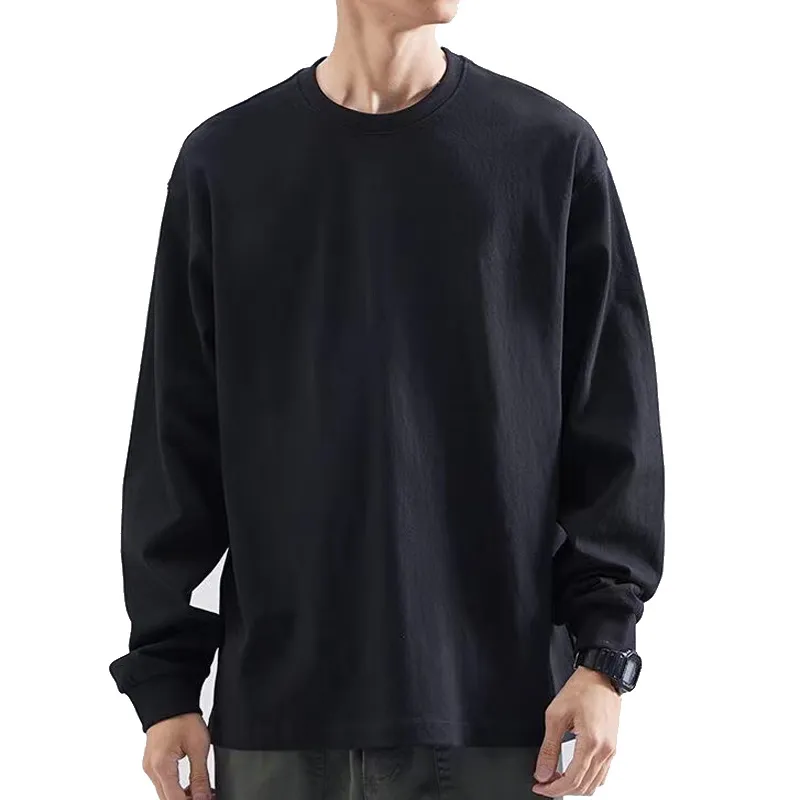 Men's Long Sleeve Cotton T-Shirt | Casual Crew Neck Tee with Printed Pattern | Soft, Breathable Undershirt for Spring/Autumn thumbnail 2