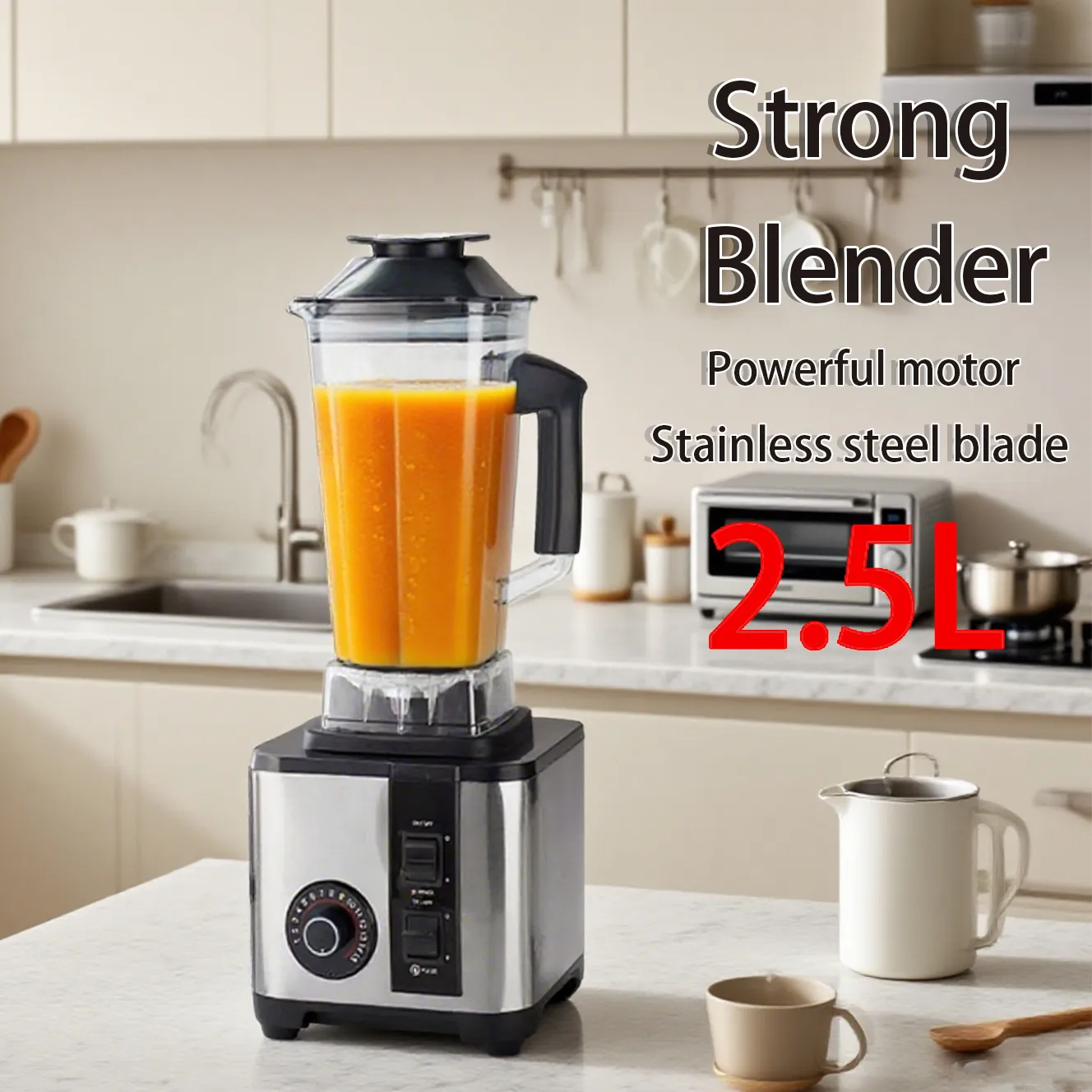 High-Power Stainless Steel Blender & Juicer - Large Capacity Smoothie Maker, Food Processor, Filter-Free Soy Milk Machine for Home Kitchen Use thumbnail 1