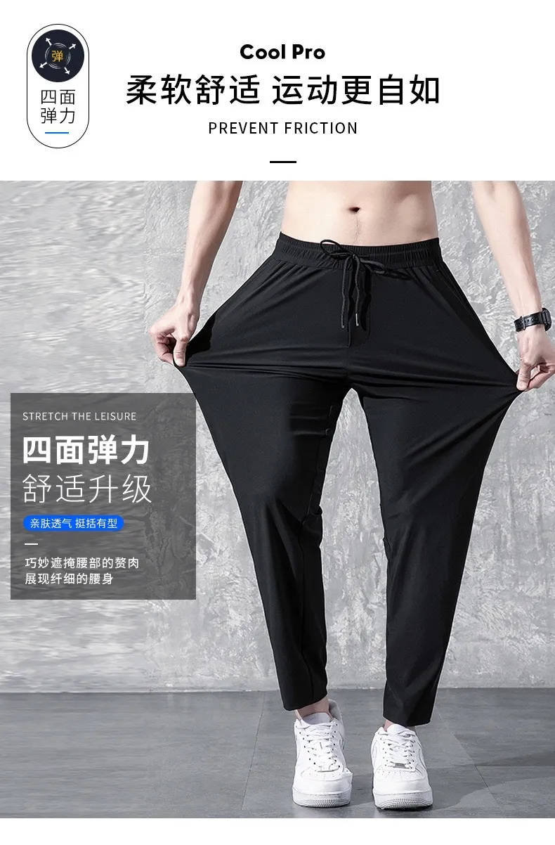Men's Casual Straight Leg Pants - Spring/Autumn Thin Fabric, Large Size Slim-Fit Sports Trousers, Korean Style Trendy Loose Long Pants for Men showcase 2
