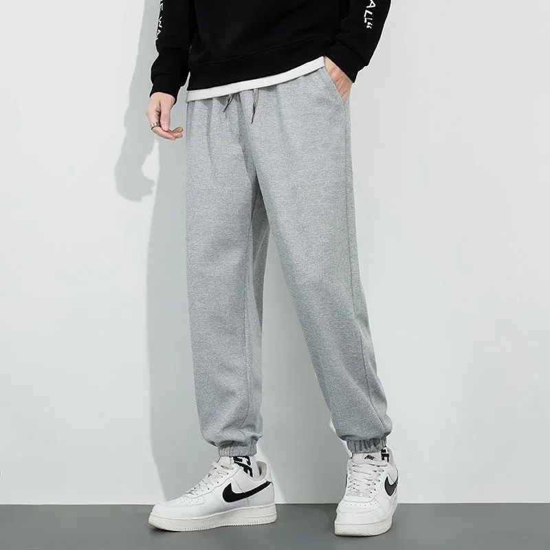 Men's Casual Straight Leg Pants - Spring/Autumn Thin Fabric, Large Size Slim-Fit Sports Trousers, Korean Style Trendy Loose Long Pants for Men thumbnail 6