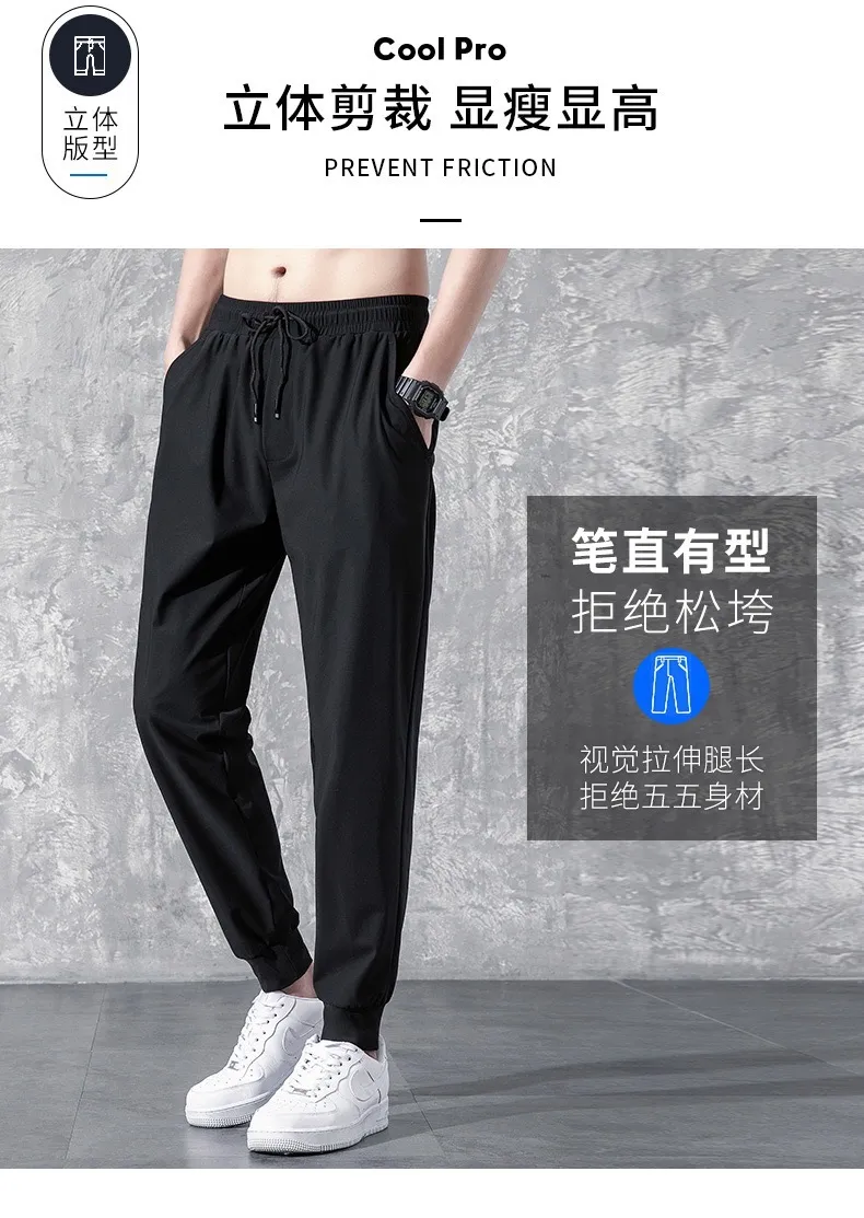 Men's Casual Straight Leg Pants - Spring/Autumn Thin Fabric, Large Size Slim-Fit Sports Trousers, Korean Style Trendy Loose Long Pants for Men showcase 3