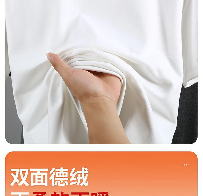 Women's Velvet Short Sleeve T-Shirt - Double Sided Thickened Warm Slim Fit Round Low Neck Trendy Top for Layering showcase 12