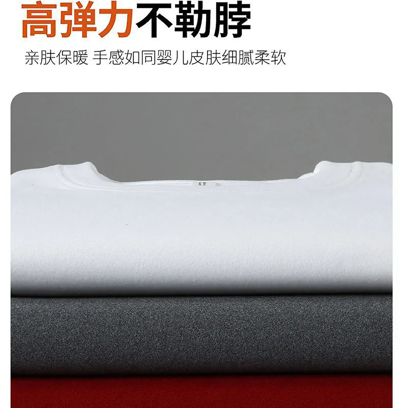 Women's Velvet Short Sleeve T-Shirt - Double Sided Thickened Warm Slim Fit Round Low Neck Trendy Top for Layering showcase 16