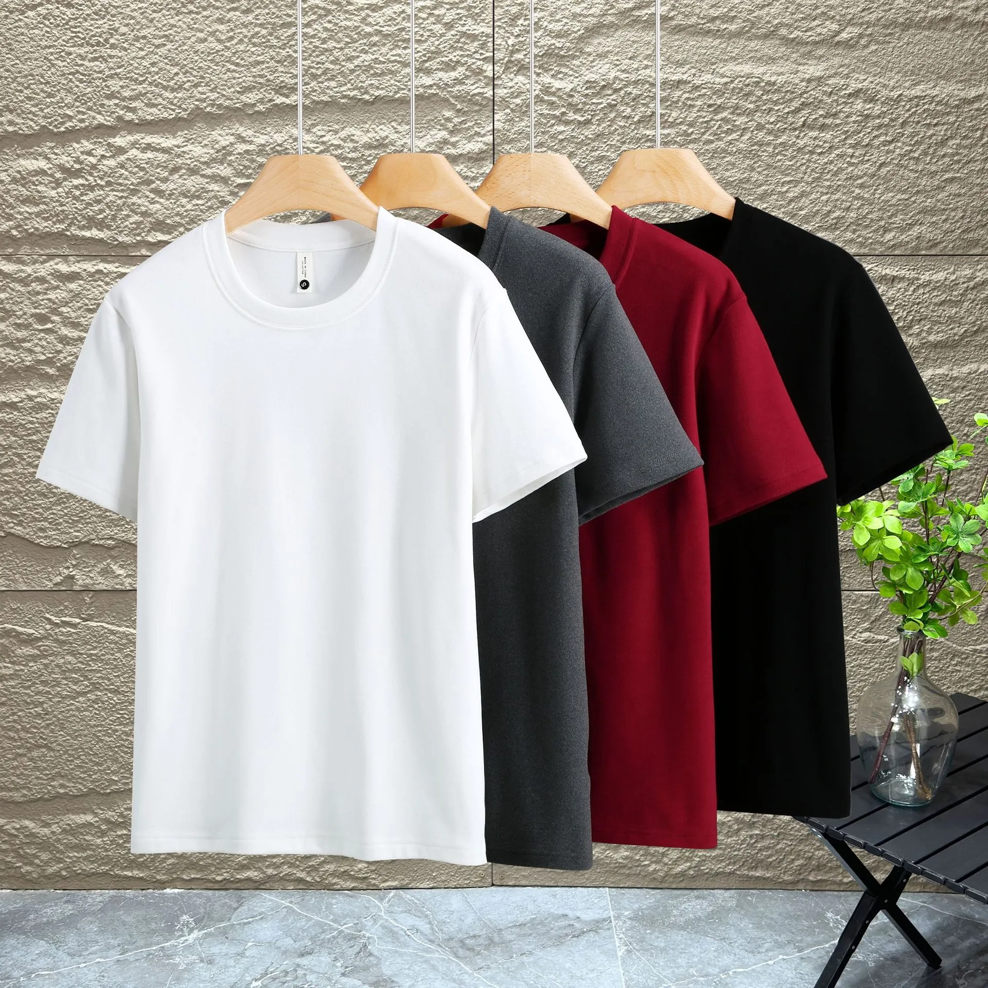 Women's Velvet Short Sleeve T-Shirt - Double Sided Thickened Warm Slim Fit Round Low Neck Trendy Top for Layering thumbnail 2