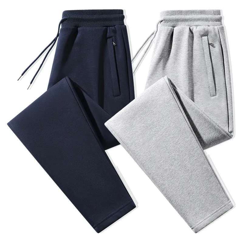 Men's Cotton Sweatpants Casual Sports Pants Loose Fit Straight Leg Joggers Versatile Plus Size Long Trousers for Spring Autumn thumbnail 1