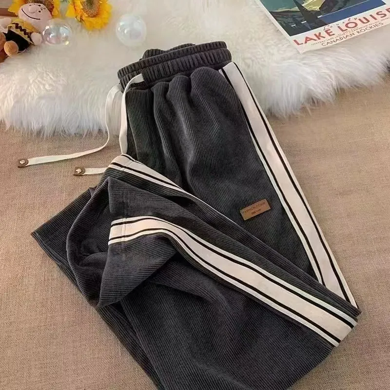 Men's Corduroy Pants Spring Autumn Casual Loose Fit Straight Wide Leg Trousers Fashionable Sports Pants for Boys and Young Men thumbnail 8