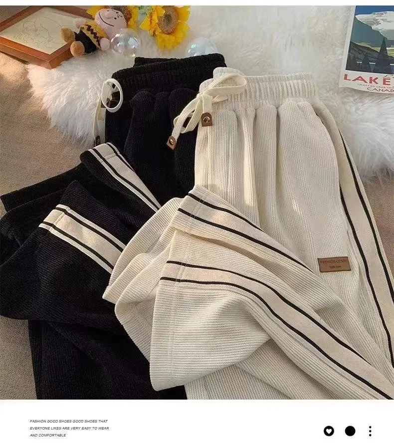 Men's Corduroy Pants Spring Autumn Casual Loose Fit Straight Wide Leg Trousers Fashionable Sports Pants for Boys and Young Men showcase 16