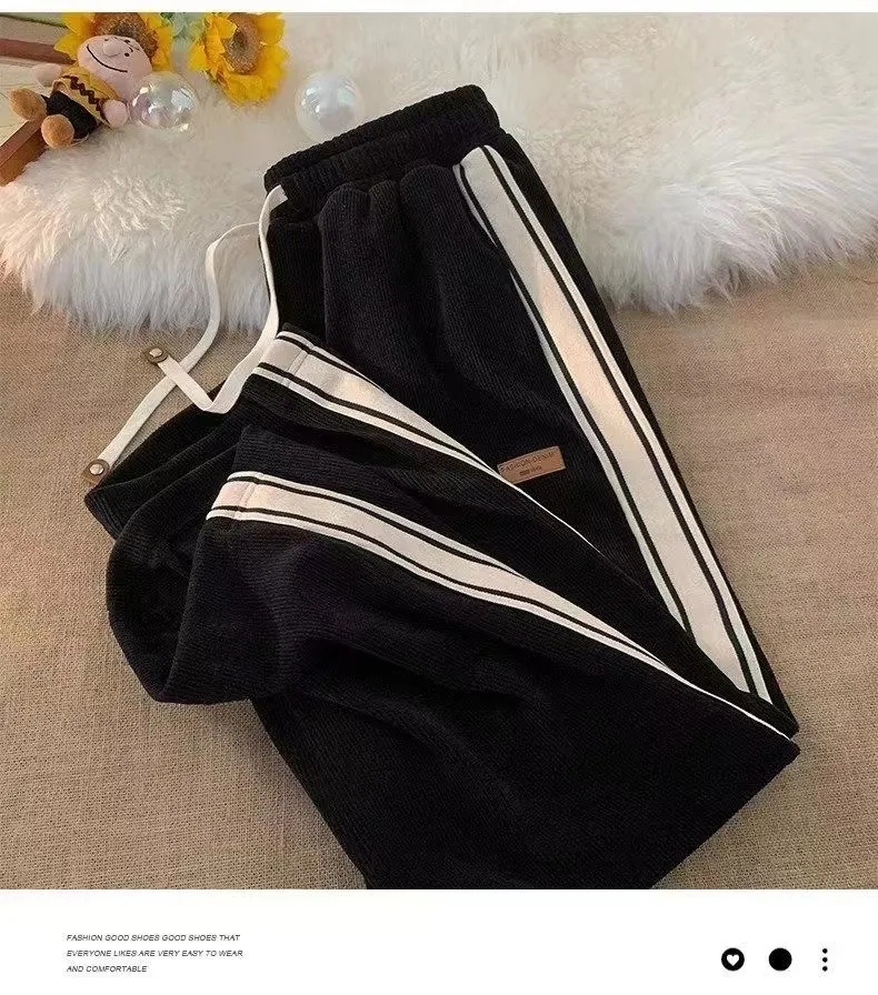 Men's Corduroy Pants Spring Autumn Casual Loose Fit Straight Wide Leg Trousers Fashionable Sports Pants for Boys and Young Men showcase 12