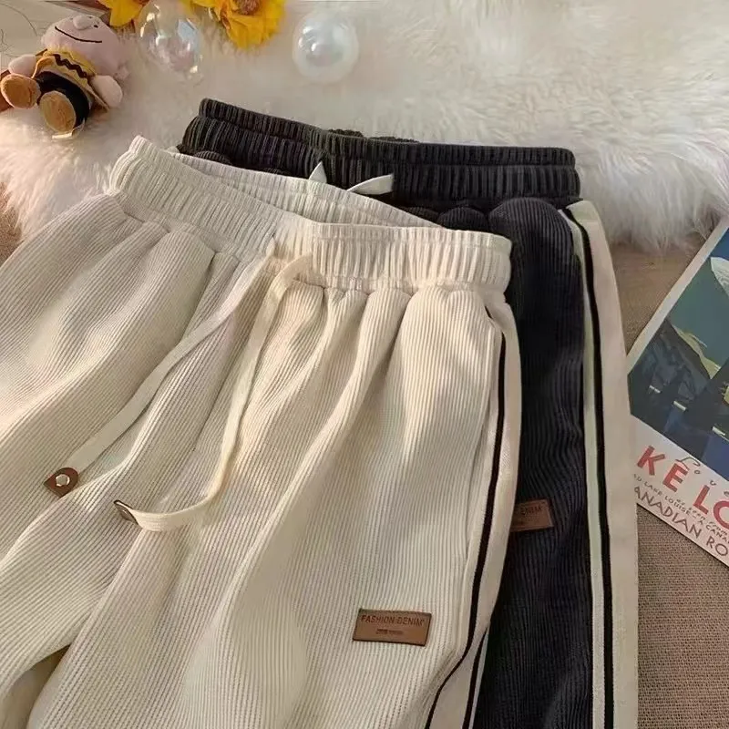 Men's Corduroy Pants Spring Autumn Casual Loose Fit Straight Wide Leg Trousers Fashionable Sports Pants for Boys and Young Men thumbnail 3