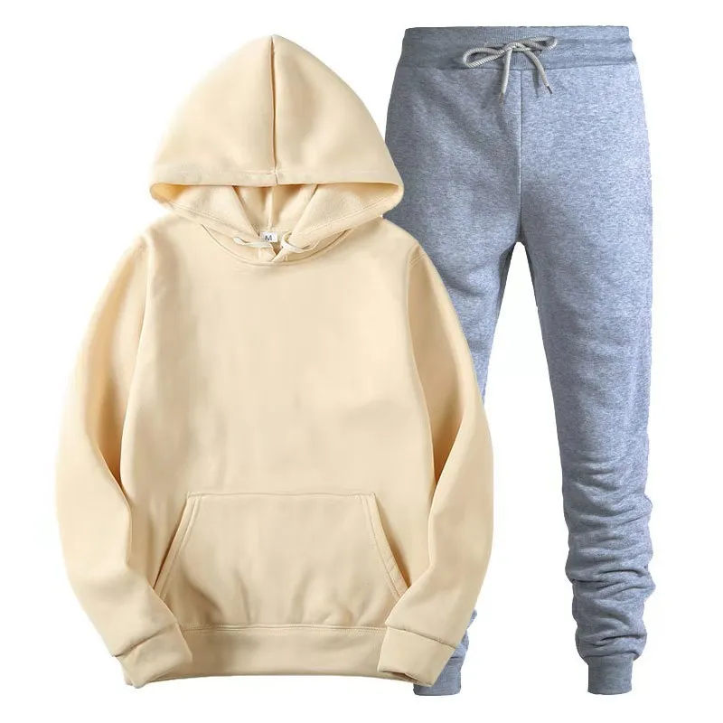 Men's Fleece Hoodie Sweatshirt Suit - Casual Pullover Tracksuit for Sports & Fashion - Cross-Border Export Quality showcase 13