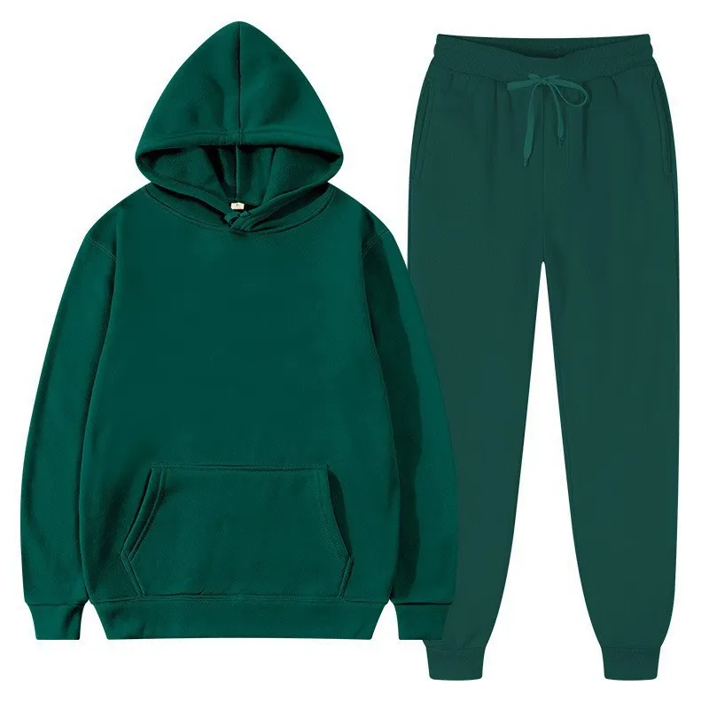 Men's Fleece Hoodie Sweatshirt Suit - Casual Pullover Tracksuit for Sports & Fashion - Cross-Border Export Quality thumbnail 1