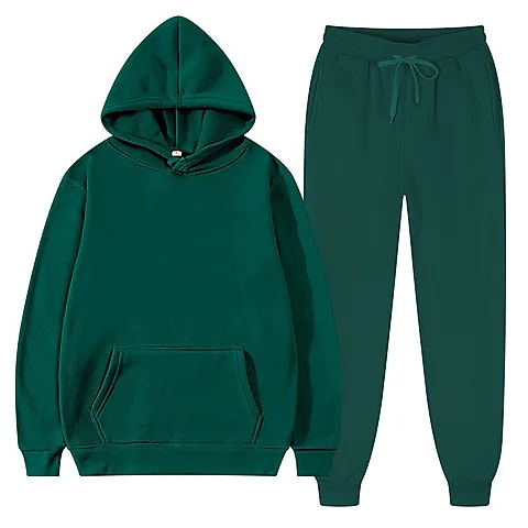 Men's Fleece Hoodie Sweatshirt Suit - Casual Pullover Tracksuit for Sports & Fashion - Cross-Border Export Quality