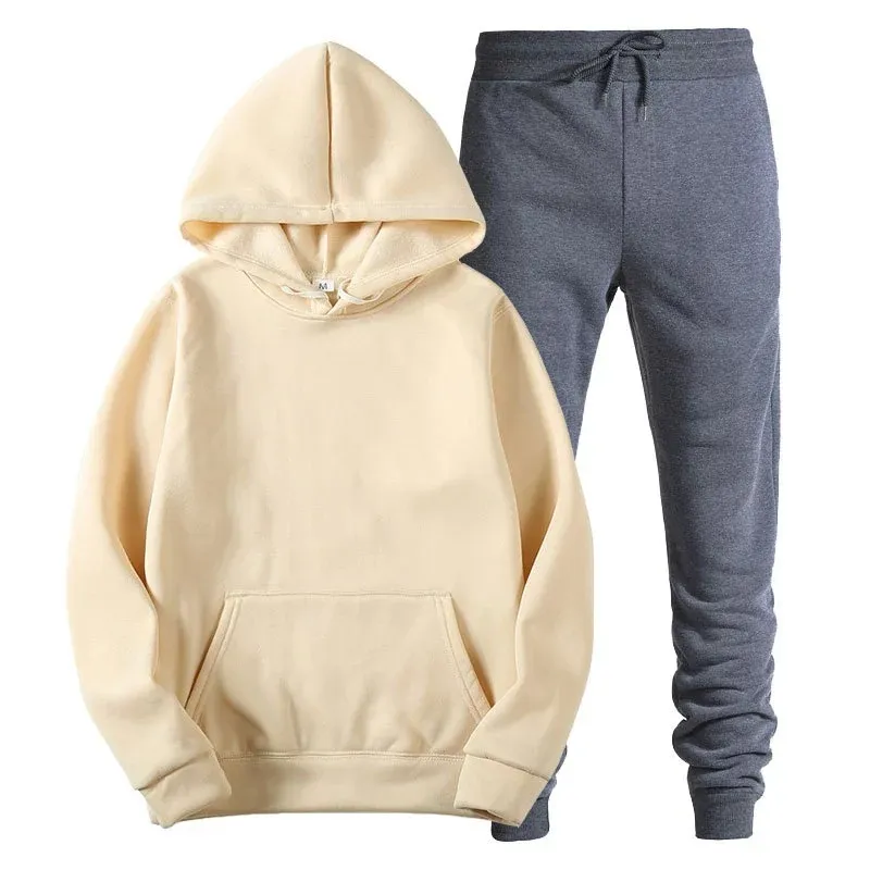 Men's Fleece Hoodie Sweatshirt Suit - Casual Pullover Tracksuit for Sports & Fashion - Cross-Border Export Quality showcase 11