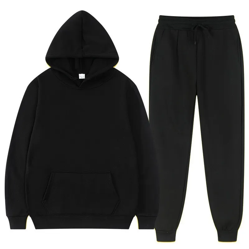 Men's Fleece Hoodie Sweatshirt Suit - Casual Pullover Tracksuit for Sports & Fashion - Cross-Border Export Quality thumbnail 3