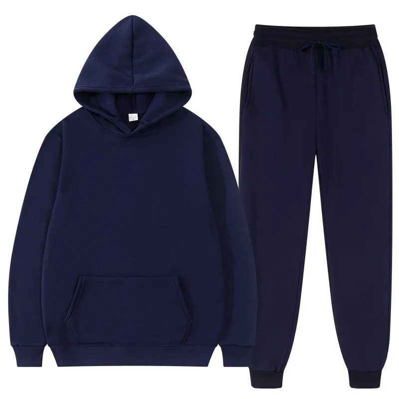 Men's Fleece Hoodie Sweatshirt Suit - Casual Pullover Tracksuit for Sports & Fashion - Cross-Border Export Quality thumbnail 8
