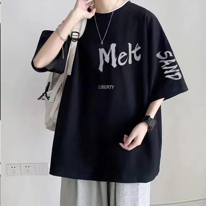 Men's Plus Size Cotton T-Shirt - Heavyweight, Loose Fit, Short Sleeve Summer Fashion Tee for Big and Tall Men (100kg-150kg) showcase 11