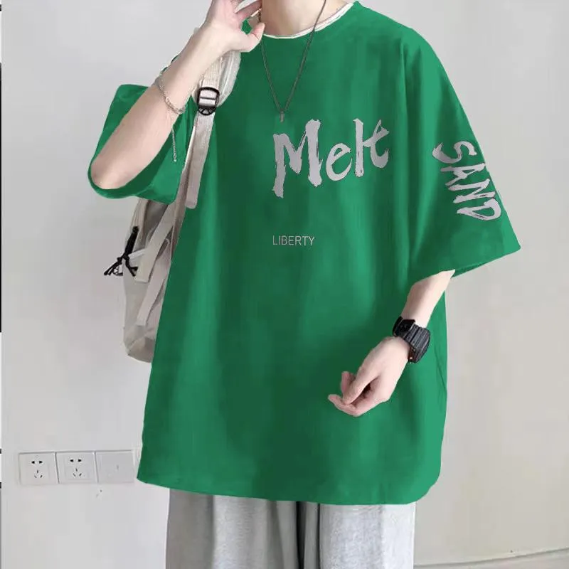 Men's Plus Size Cotton T-Shirt - Heavyweight, Loose Fit, Short Sleeve Summer Fashion Tee for Big and Tall Men (100kg-150kg) showcase 17