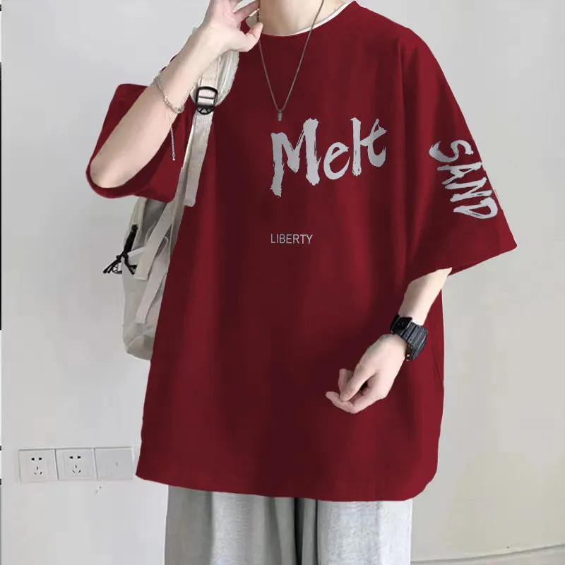 Men's Plus Size Cotton T-Shirt - Heavyweight, Loose Fit, Short Sleeve Summer Fashion Tee for Big and Tall Men (100kg-150kg) thumbnail 9