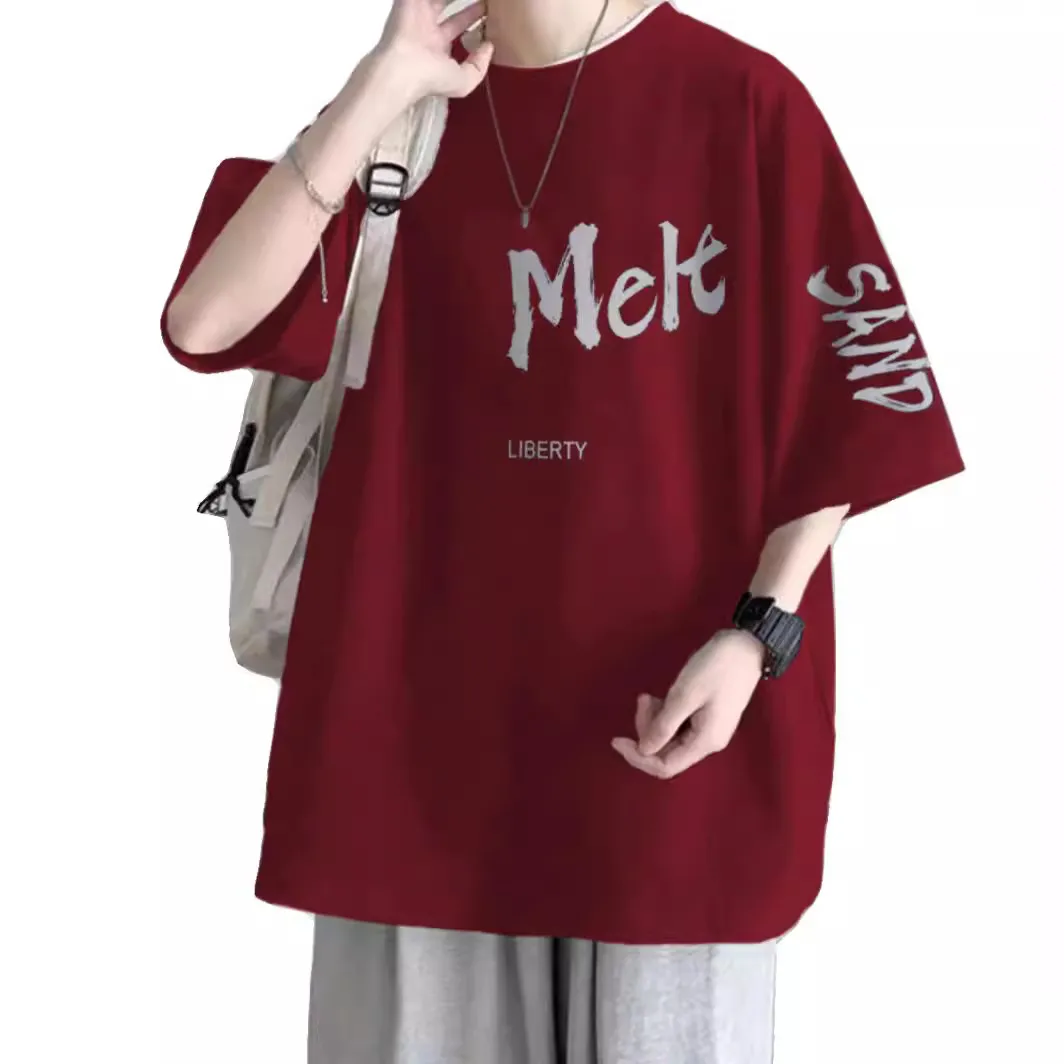 Men's Plus Size Cotton T-Shirt - Heavyweight, Loose Fit, Short Sleeve Summer Fashion Tee for Big and Tall Men (100kg-150kg) thumbnail 5