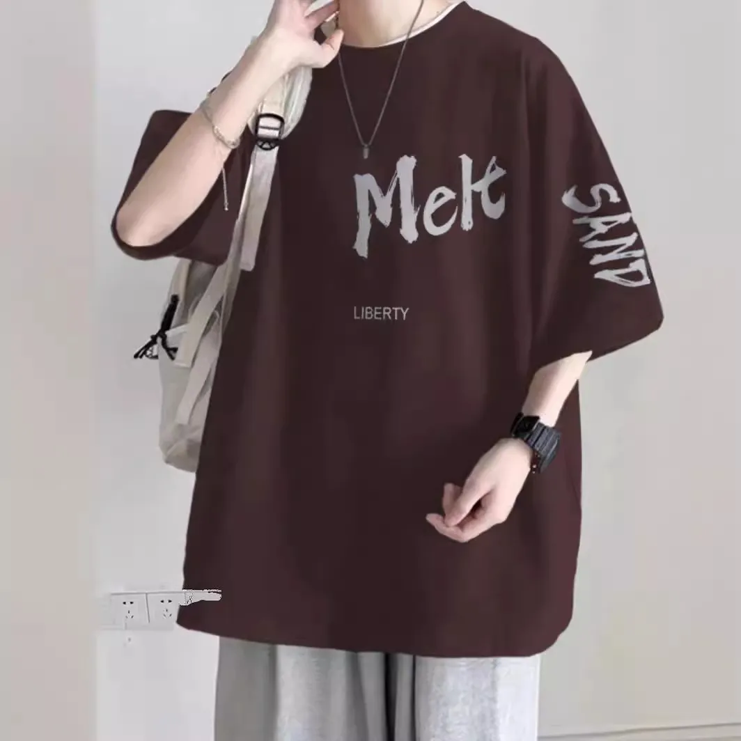 Men's Plus Size Cotton T-Shirt - Heavyweight, Loose Fit, Short Sleeve Summer Fashion Tee for Big and Tall Men (100kg-150kg) thumbnail 3