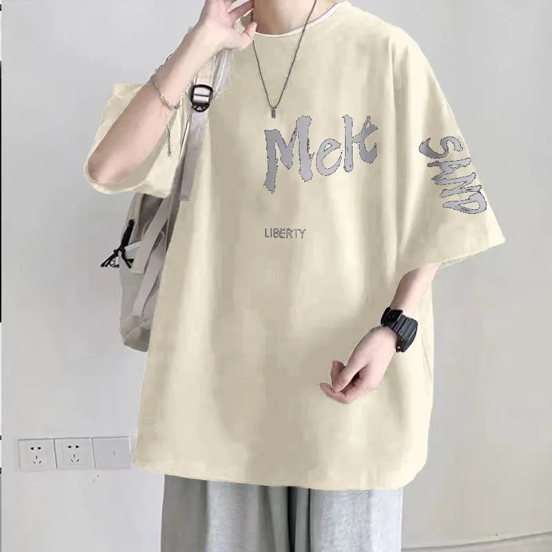 Men's Plus Size Cotton T-Shirt - Heavyweight, Loose Fit, Short Sleeve Summer Fashion Tee for Big and Tall Men (100kg-150kg) thumbnail 6