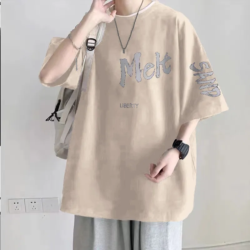 Men's Plus Size Cotton T-Shirt - Heavyweight, Loose Fit, Short Sleeve Summer Fashion Tee for Big and Tall Men (100kg-150kg) thumbnail 10