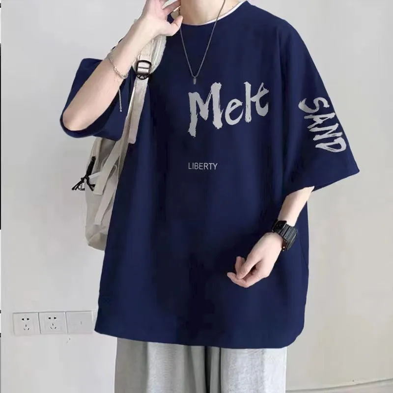 Men's Plus Size Cotton T-Shirt - Heavyweight, Loose Fit, Short Sleeve Summer Fashion Tee for Big and Tall Men (100kg-150kg) showcase 9