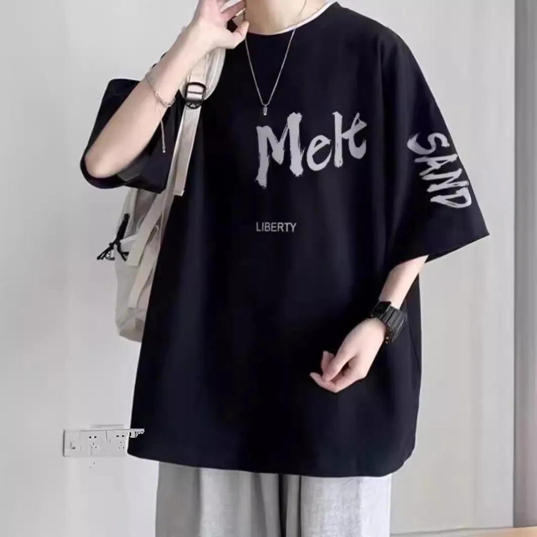 Men's Plus Size Cotton T-Shirt - Heavyweight, Loose Fit, Short Sleeve Summer Fashion Tee for Big and Tall Men (100kg-150kg) thumbnail 4