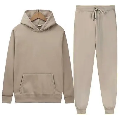 Men's Two-Piece Tracksuit Set - Spring/Autumn Solid Color Hoodie and Sweatpants - Casual Fashion Sportswear for Men thumbnail 9