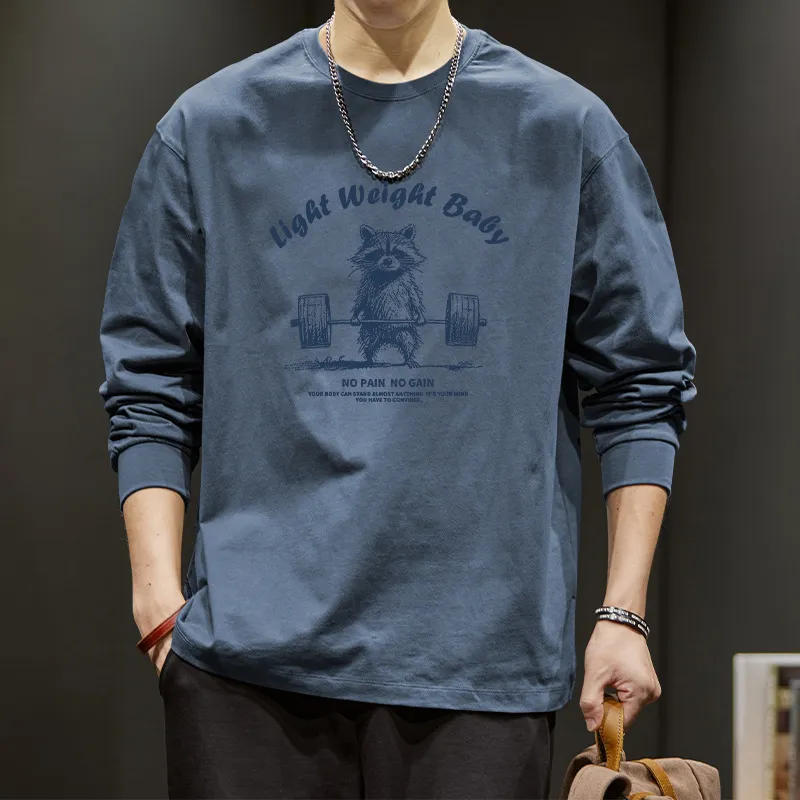Men's Long Sleeve T-Shirt American Autumn Pure Cotton Inner Wear Trendy Versatile Bottoming Shirt Oversized Casual Top showcase 11