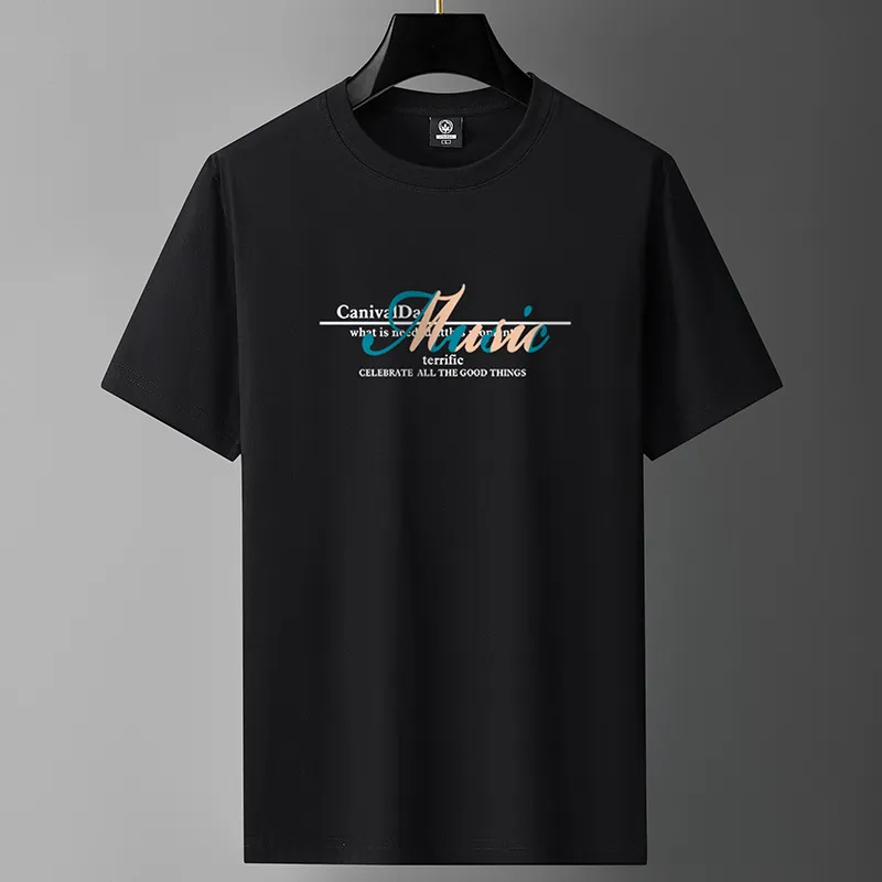 Men's Heavy Cotton Short Sleeve T-Shirt - Summer Loose Fit Round Neck Fashion Tee - Trendy Long-Staple Cotton Half Sleeve Top thumbnail 3