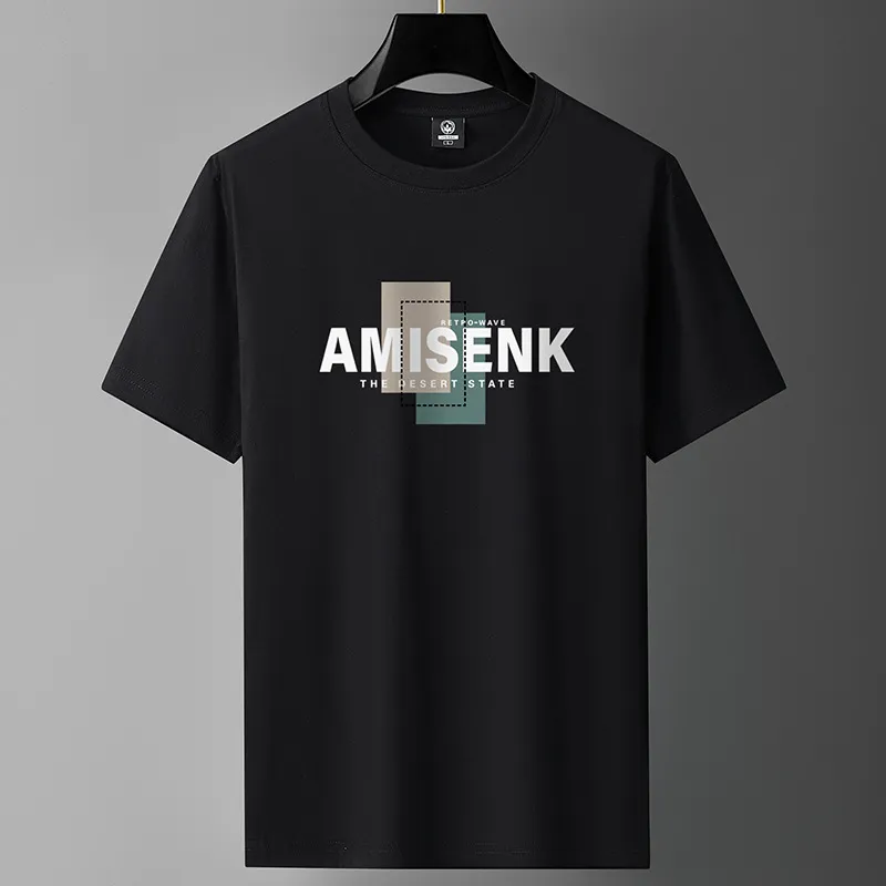 Men's Heavy Cotton Short Sleeve T-Shirt - Summer Loose Fit Round Neck Fashion Tee - Trendy Long-Staple Cotton Half Sleeve Top thumbnail 9