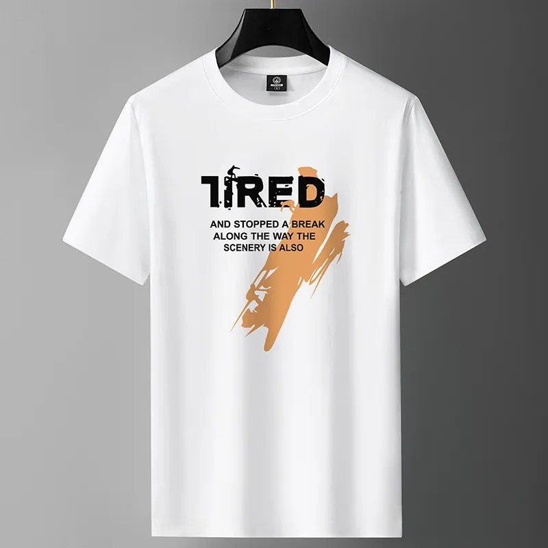 Men's Heavy Cotton Short Sleeve T-Shirt - Summer Loose Fit Round Neck Fashion Tee - Trendy Long-Staple Cotton Half Sleeve Top thumbnail 10