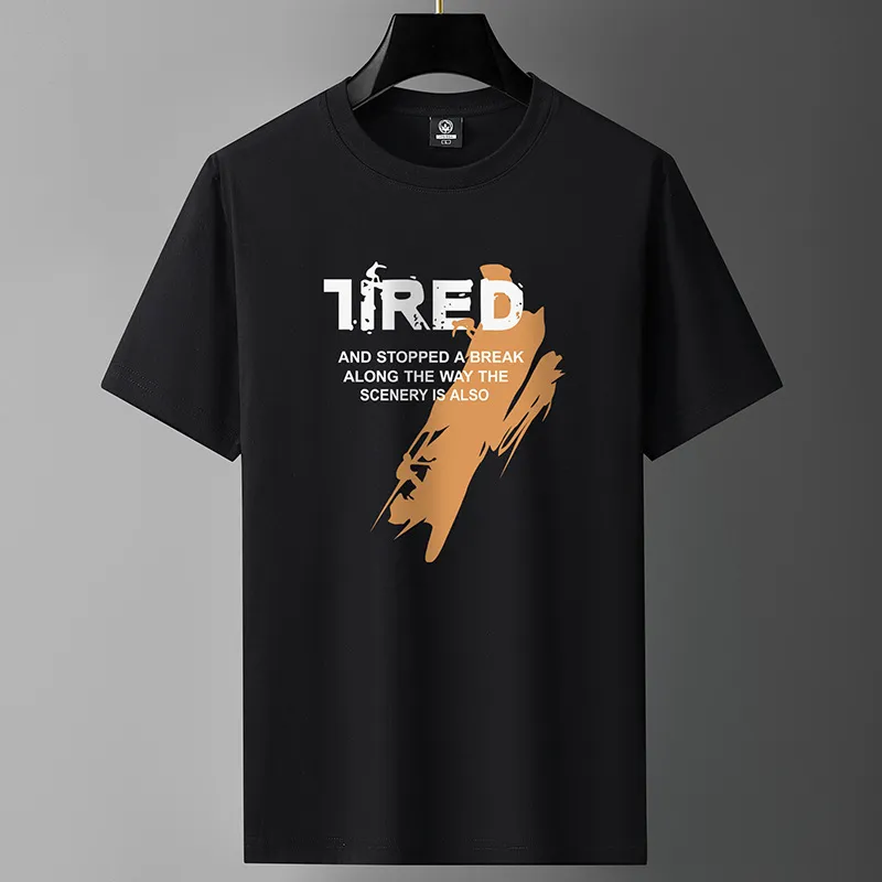 Men's Heavy Cotton Short Sleeve T-Shirt - Summer Loose Fit Round Neck Fashion Tee - Trendy Long-Staple Cotton Half Sleeve Top thumbnail 6