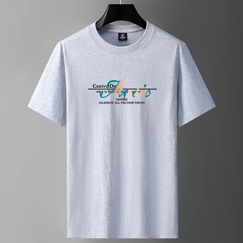 Men's Heavy Cotton Short Sleeve T-Shirt - Summer Loose Fit Round Neck Fashion Tee - Trendy Long-Staple Cotton Half Sleeve Top thumbnail 4