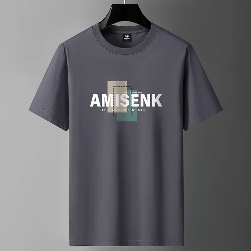 Men's Heavy Cotton Short Sleeve T-Shirt - Summer Loose Fit Round Neck Fashion Tee - Trendy Long-Staple Cotton Half Sleeve Top thumbnail 7