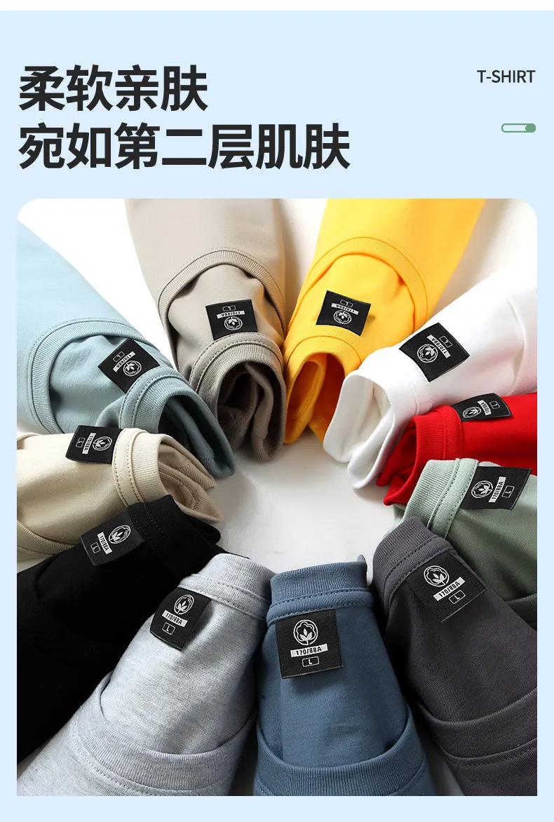Men's Heavy Cotton Short Sleeve T-Shirt - Summer Loose Fit Round Neck Fashion Tee - Trendy Long-Staple Cotton Half Sleeve Top showcase 1