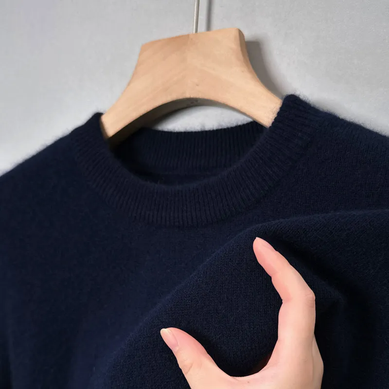 Men's Slim Fit Knitted Pullover Sweater, Casual Solid Color Semi-High Collar Basic Shirt for Young and Middle-Aged Men, Available in 9 Colors thumbnail 6