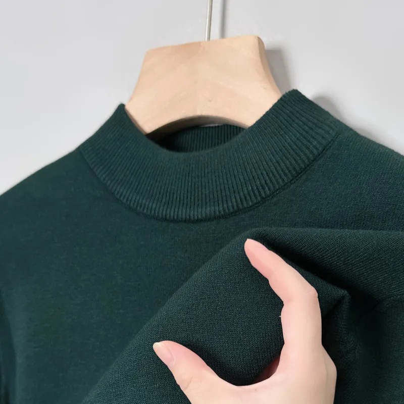 Men's Slim Fit Knitted Pullover Sweater, Casual Solid Color Semi-High Collar Basic Shirt for Young and Middle-Aged Men, Available in 9 Colors thumbnail 7