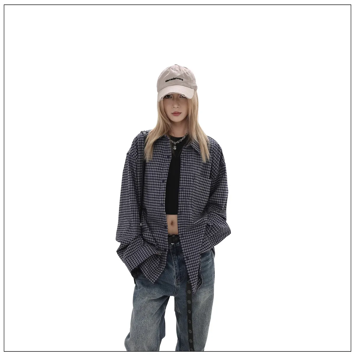 Men's & Women's Retro Plaid Long Sleeve Shirt - Casual Trendy Loose Fit Button Down Shirt - High-End All-Match American Style showcase 3