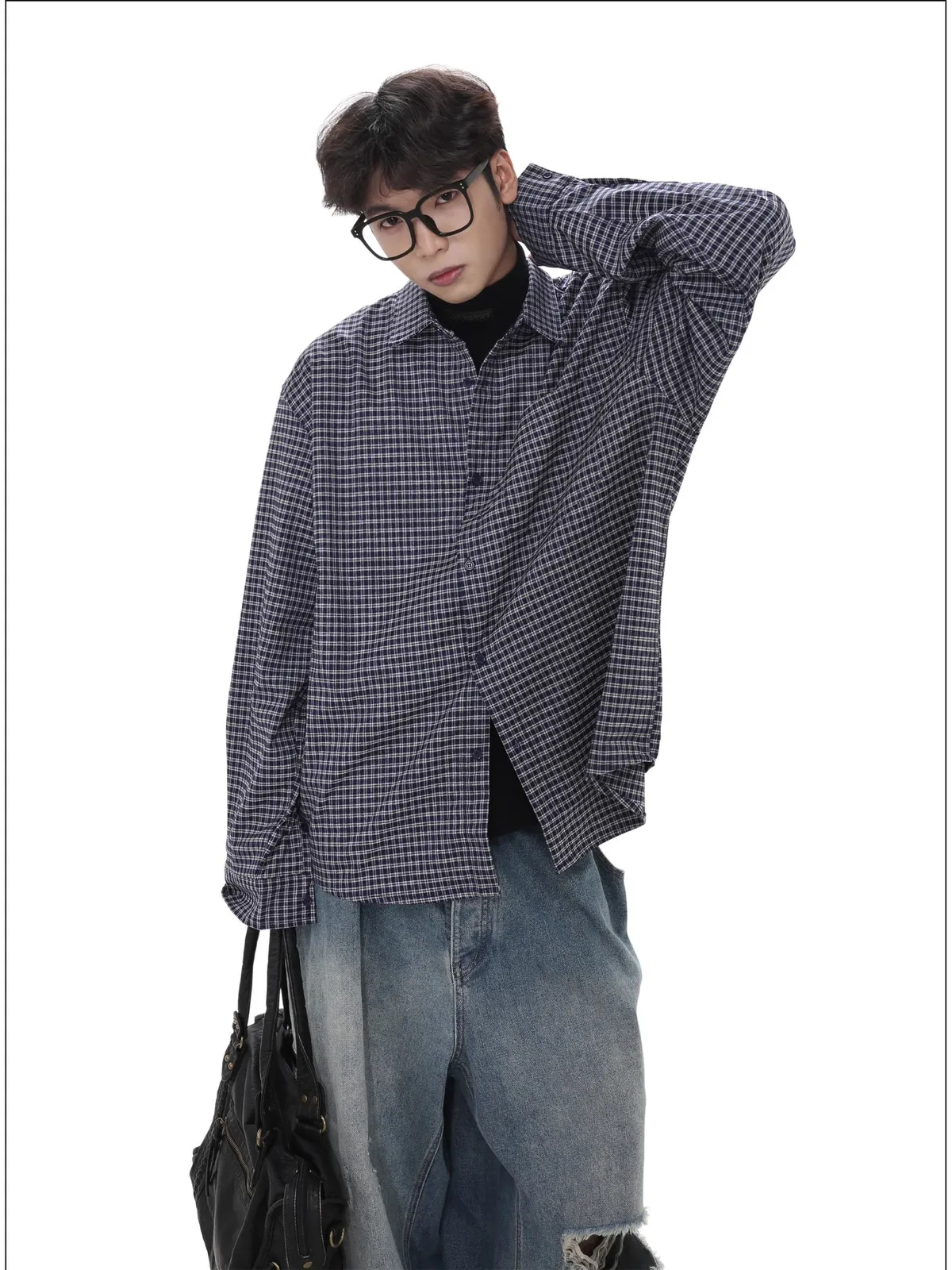 Men's & Women's Retro Plaid Long Sleeve Shirt - Casual Trendy Loose Fit Button Down Shirt - High-End All-Match American Style showcase 5