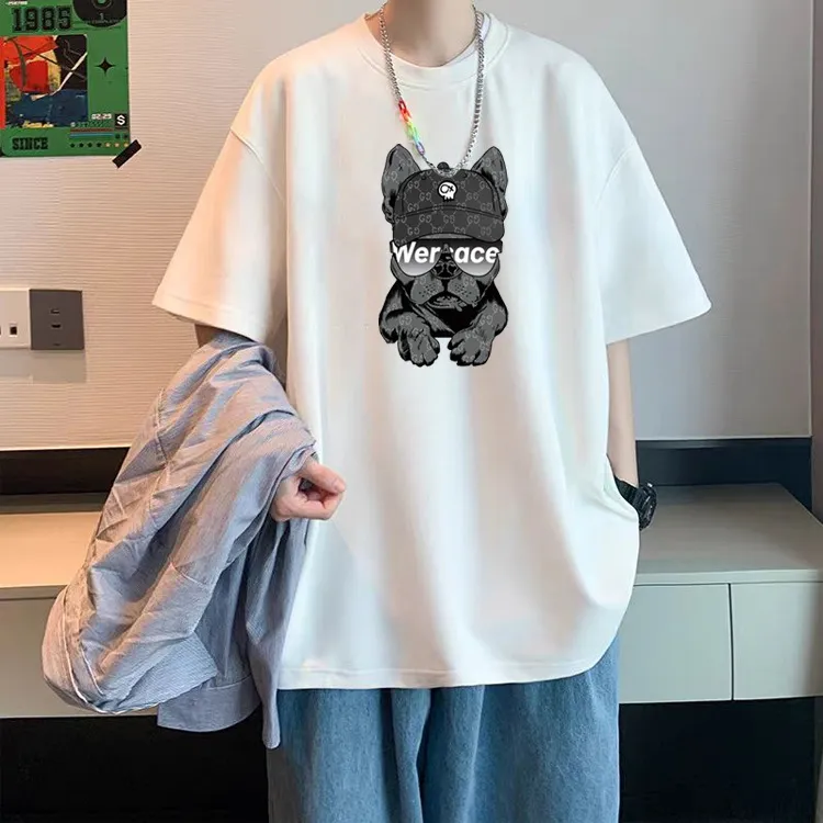 Men's Short Sleeve Cotton T-Shirt - Hong Kong Style Trendy Fashion Summer Top - Loose Fit Casual Tee for Teenagers & Young Adults - New Arrival 2025 thumbnail 8