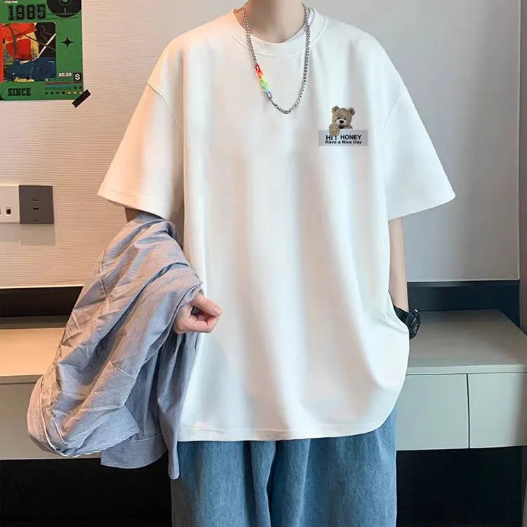 Men's Short Sleeve Cotton T-Shirt - Hong Kong Style Trendy Fashion Summer Top - Loose Fit Casual Tee for Teenagers & Young Adults - New Arrival 2025 showcase 16